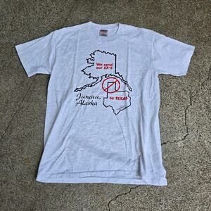 Vtg 90s JUNEAU ALASKA We Send Our Ex's To Texas Maps Graphic Humor T Shirt L